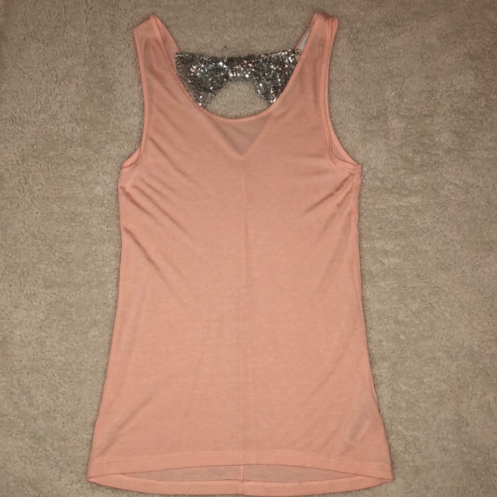 Tank with sequin bow back!